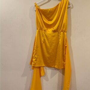Vibrant Yellow Asymmetrical Dress